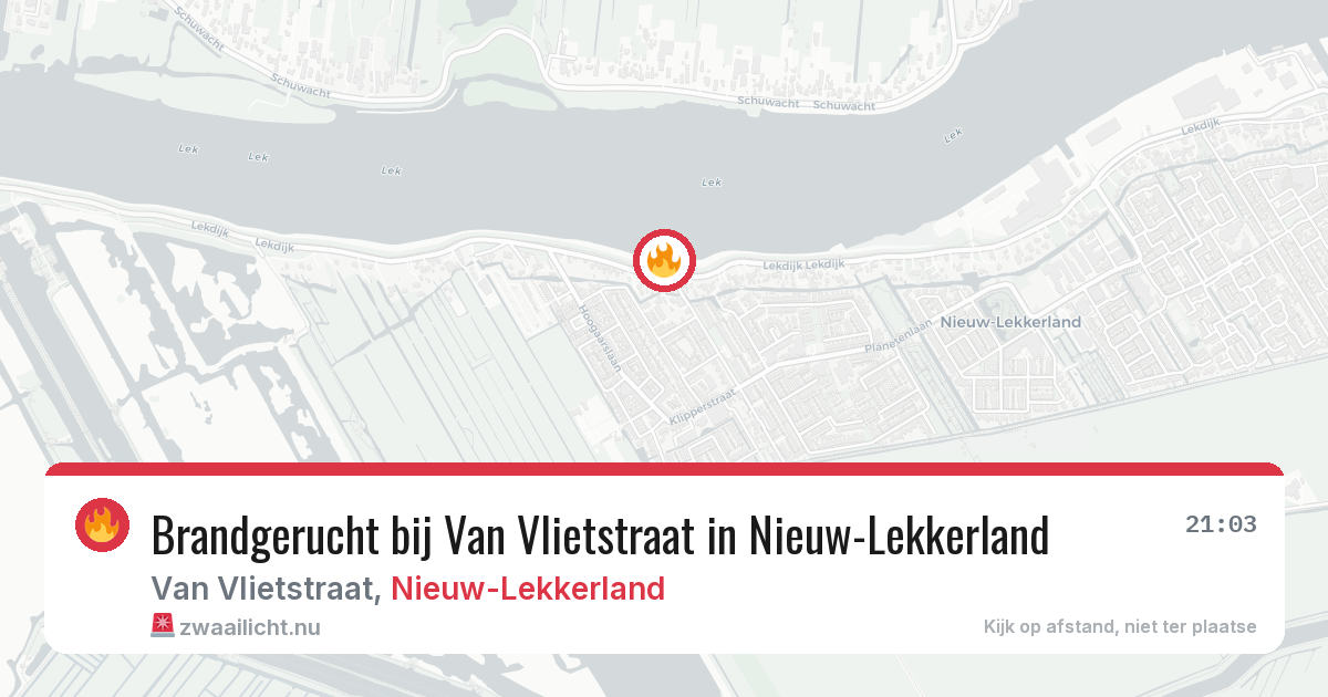Brandgerucht bij Van Vlietstraat in Nieuw-Lekkerland — 20 mrt 2026