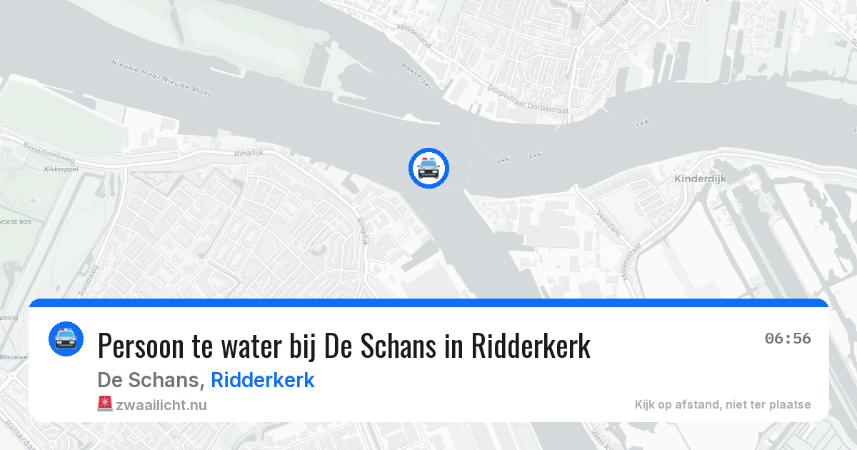 Persoon te water bij De Schans in Ridderkerk — 17 jul 2026