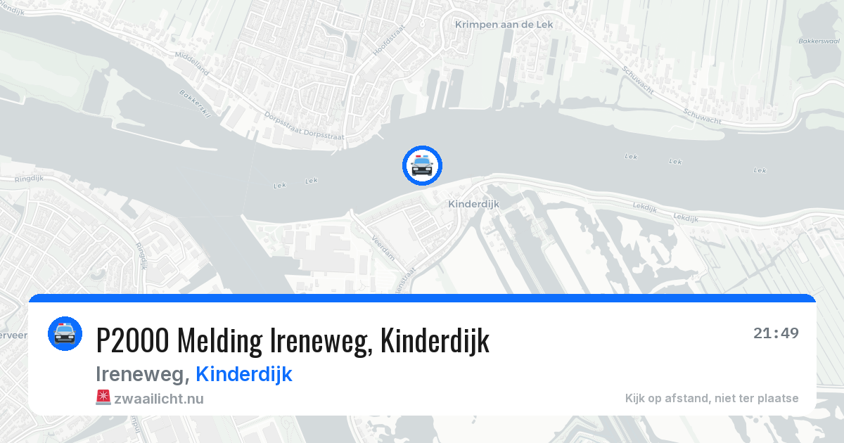 P2000 Melding Ireneweg, Kinderdijk — 17 jul 2026