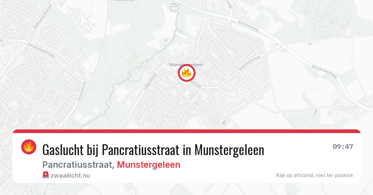 Gaslucht bij Pancratiusstraat in Munstergeleen — 21 mrt 2026