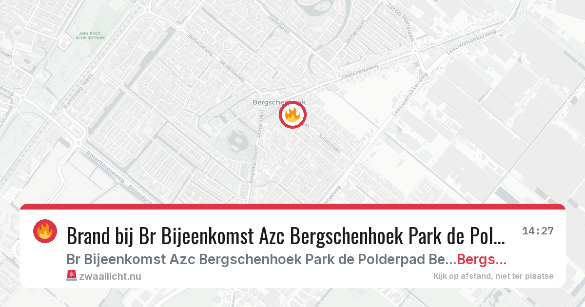 Brand bij Br Bijeenkomst Azc Bergschenhoek Park de Polderpad Bergschenhoek in Bergschenhoek — 7 apr 2026