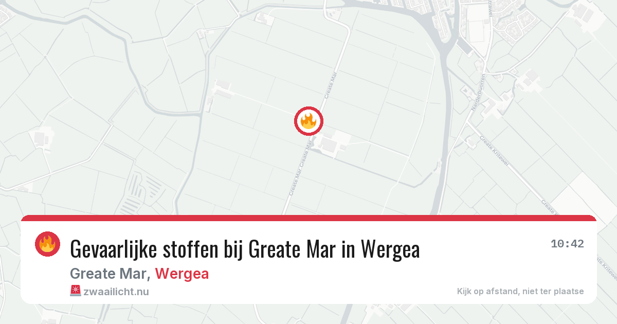 Gevaarlijke stoffen bij Greate Mar in Wergea — 4 jul 2026