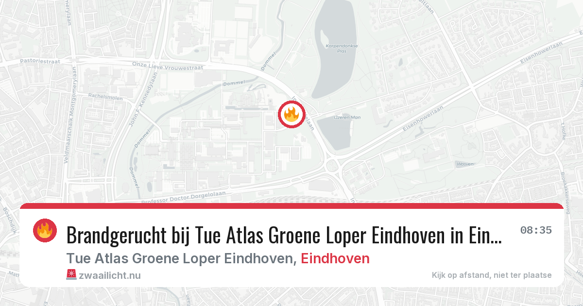 Brandgerucht bij Tue Atlas Groene Loper Eindhoven in Eindhoven — 14 jul 2026