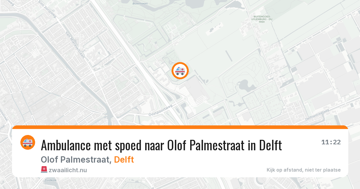 Ambulance met spoed naar Olof Palmestraat in Delft — 22 mrt 2026
