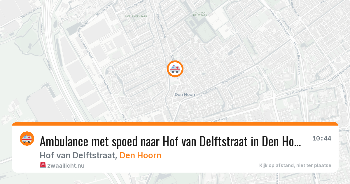 Ambulance met spoed naar Hof van Delftstraat in Den Hoorn — 14 mei 2026