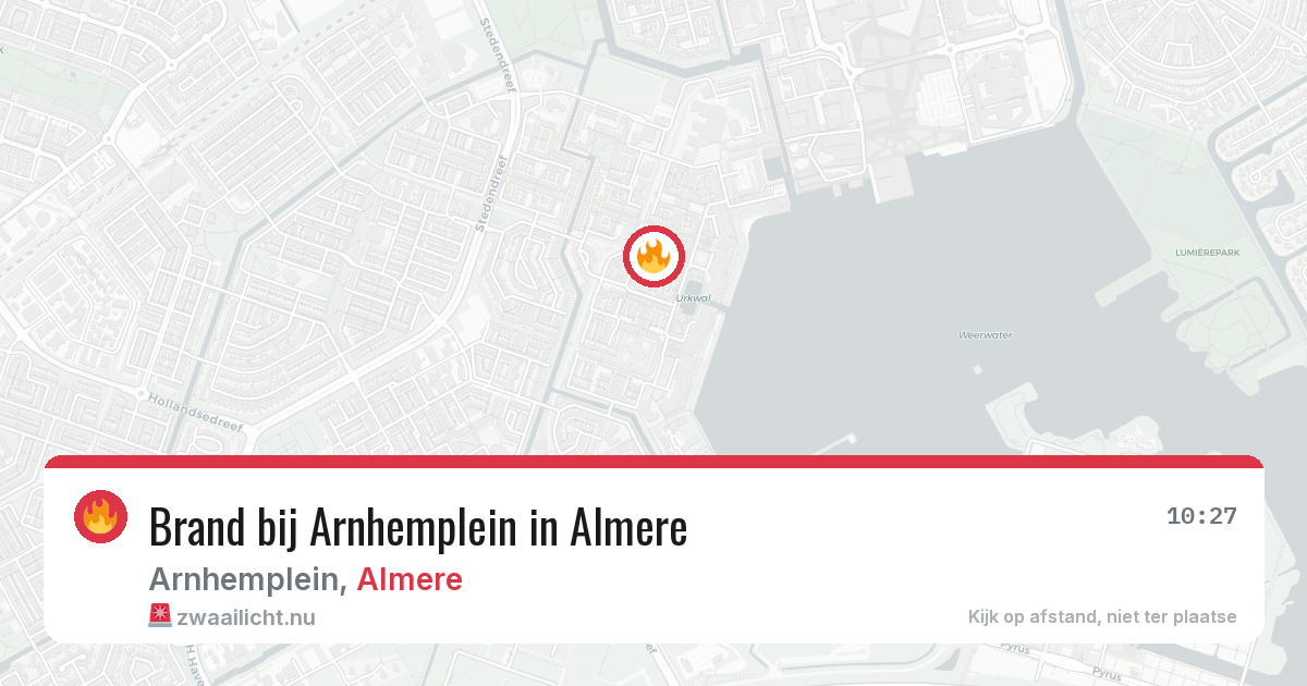 Brand bij Arnhemplein in Almere — 21 mrt 2026