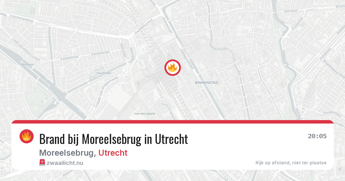 Brand bij Moreelsebrug in Utrecht — 11 jul 2026