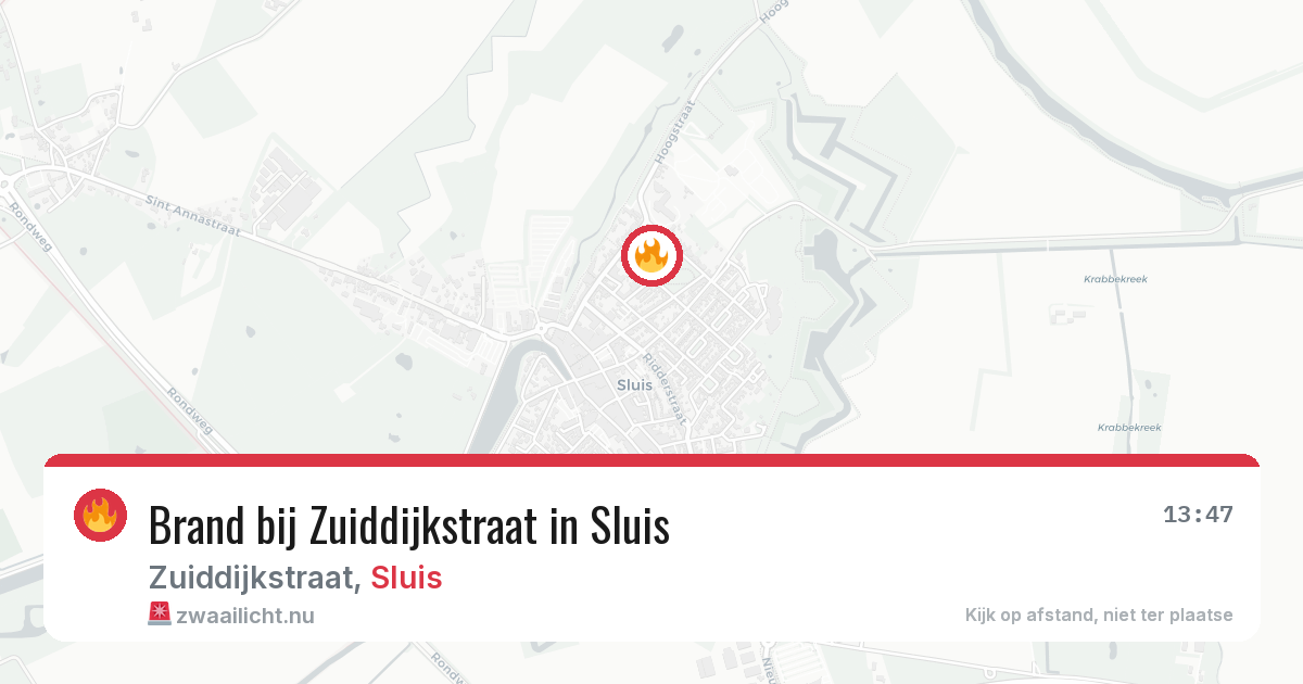 Brand bij Zuiddijkstraat in Sluis — 18 mrt 2026