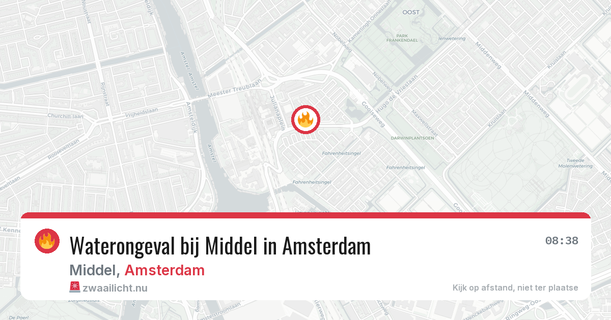 Waterongeval bij Middel in Amsterdam — 18 jul 2026