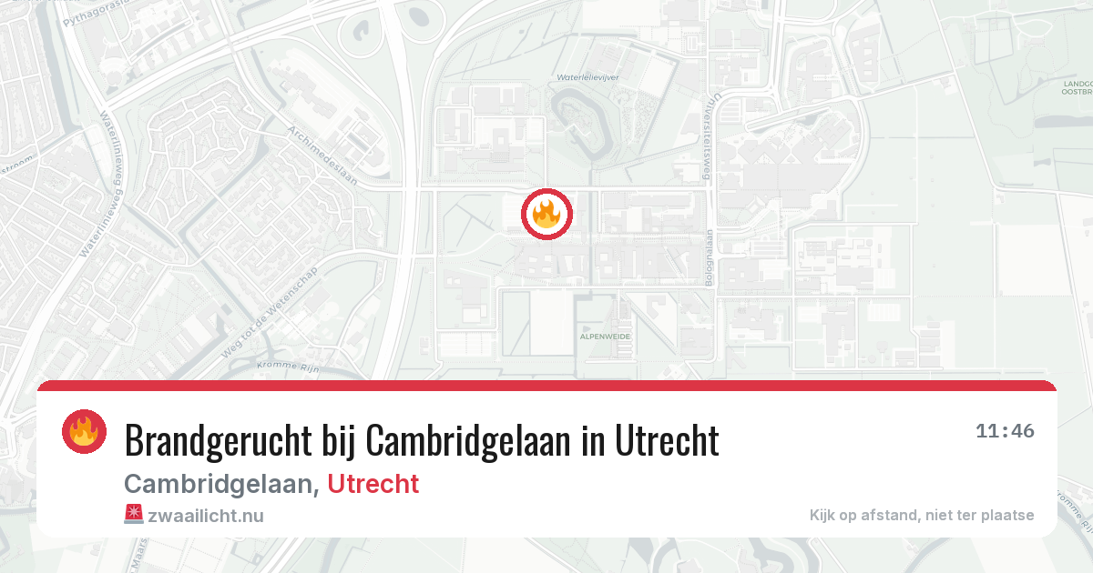 Brandgerucht bij Cambridgelaan in Utrecht — 16 mrt 2026