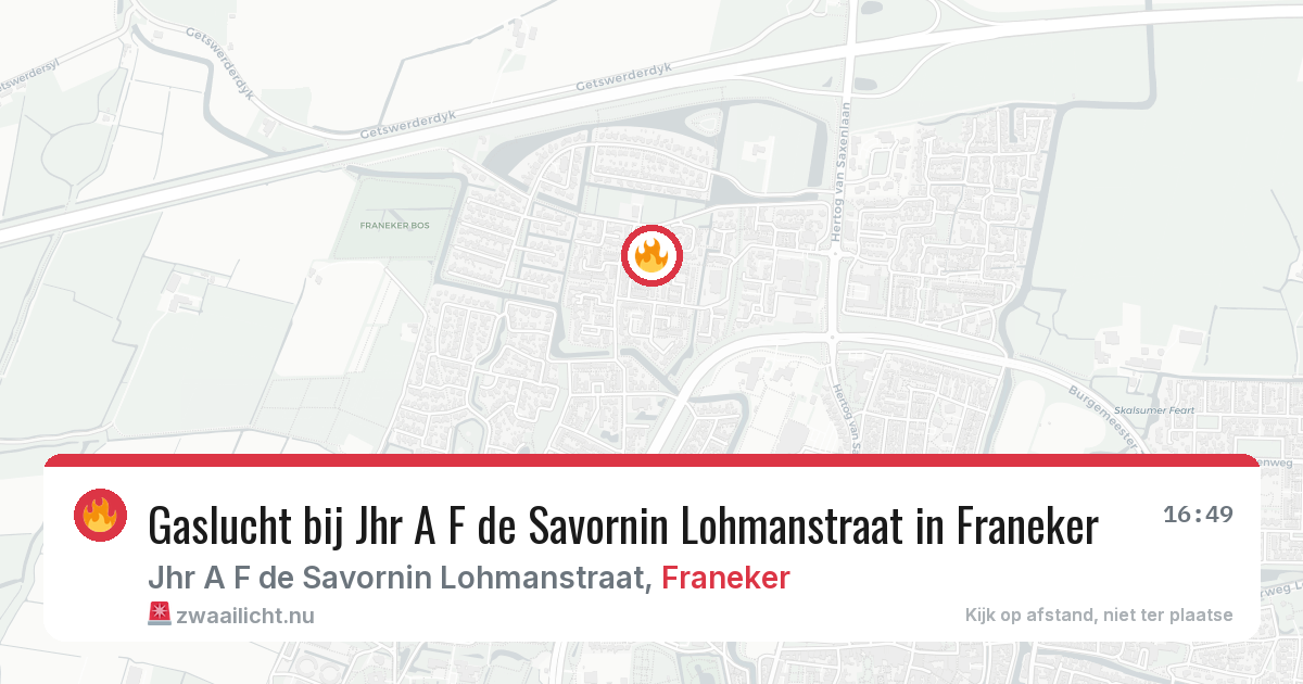 Gaslucht bij Jhr A F de Savornin Lohmanstraat in Franeker — 7 jul 2026