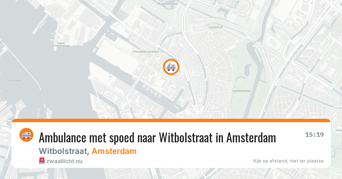 Ambulance met spoed naar Witbolstraat in Amsterdam — 15 mei 2026