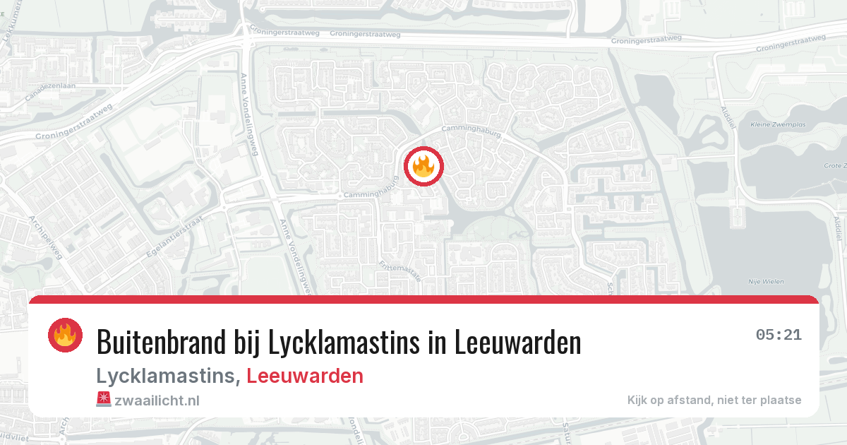 Buitenbrand bij Lycklamastins in Leeuwarden — 10 mei 2026