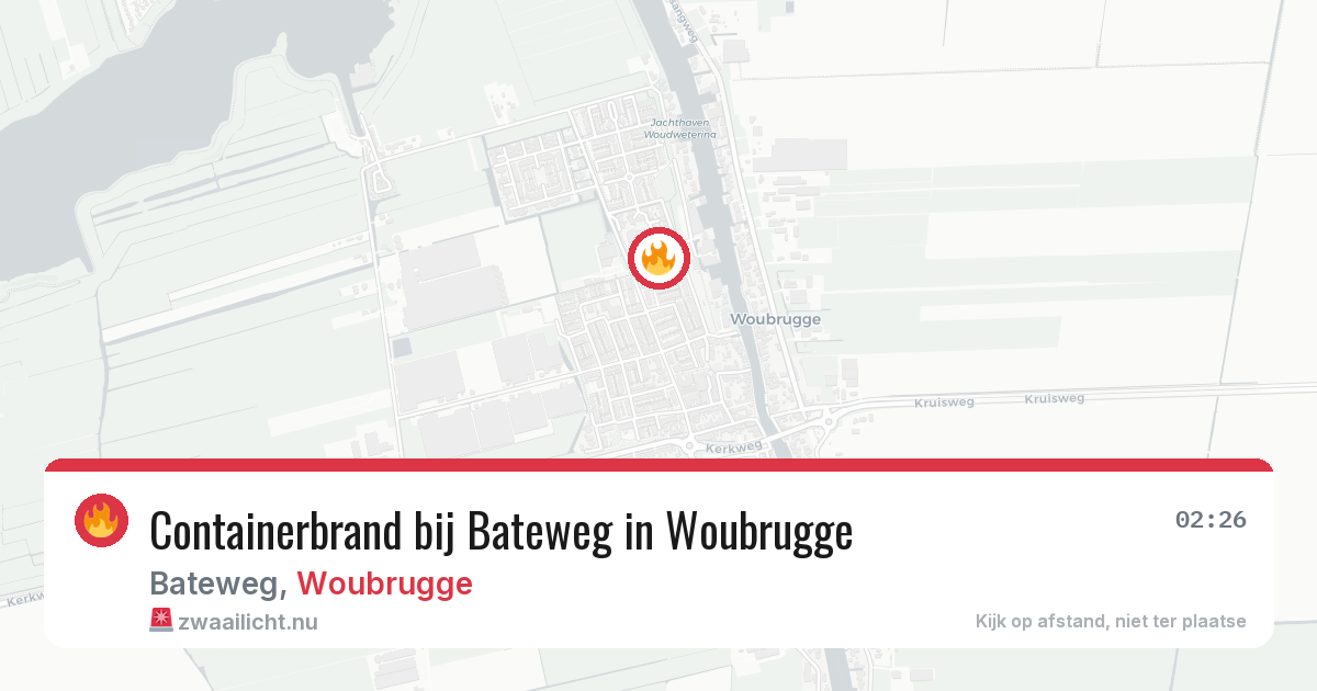Containerbrand bij Bateweg in Woubrugge — 8 jul 2026