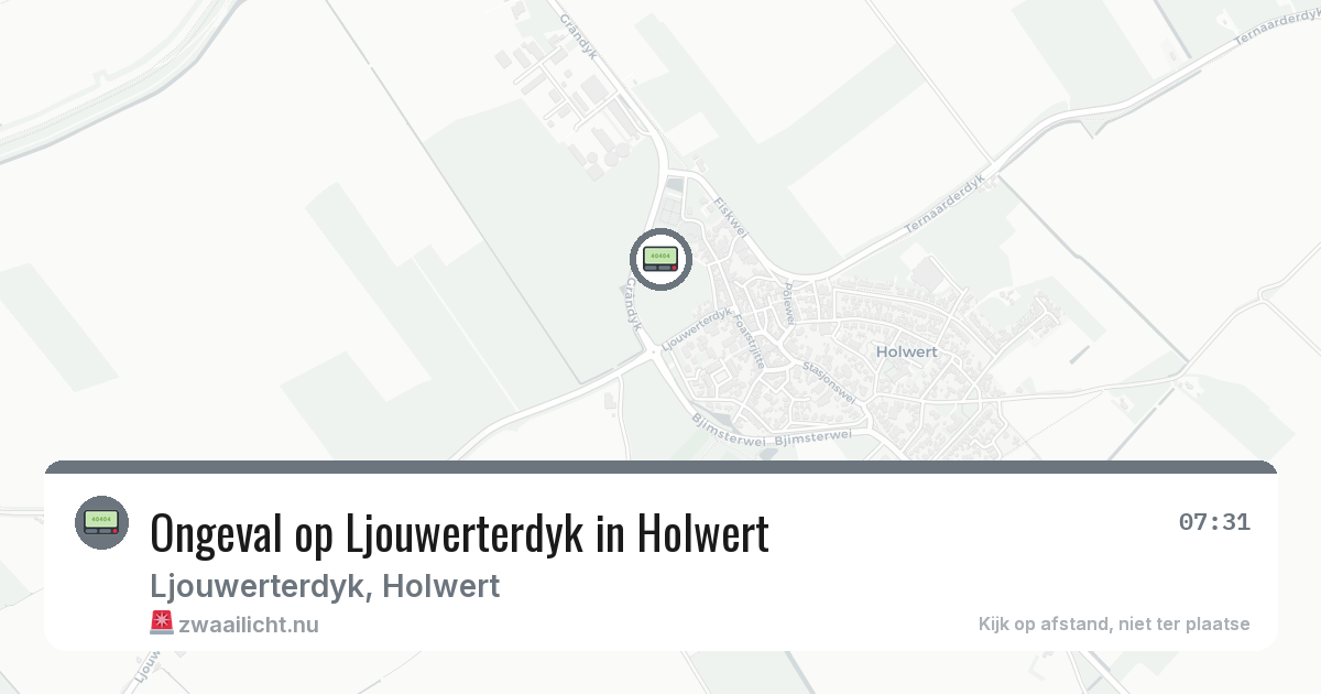 Ongeval op Ljouwerterdyk in Holwert — 13 feb 2026