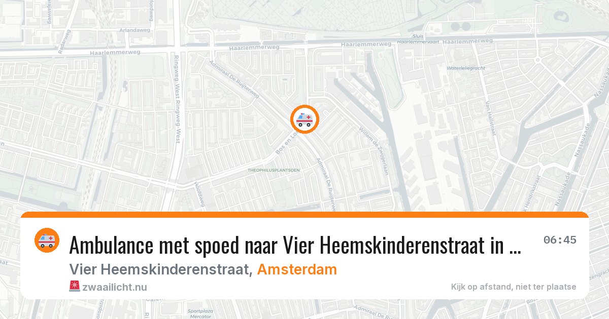 Ambulance met spoed naar Vier Heemskinderenstraat in Amsterdam — 16 mei 2026