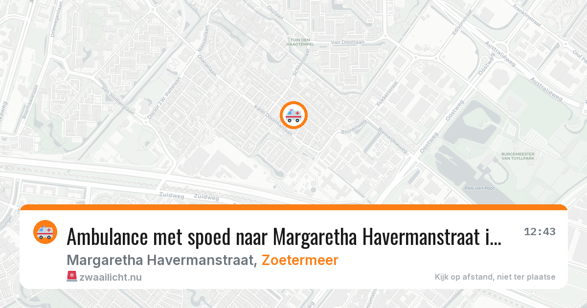 Ambulance met spoed naar Margaretha Havermanstraat in Zoetermeer — 17 mei 2026