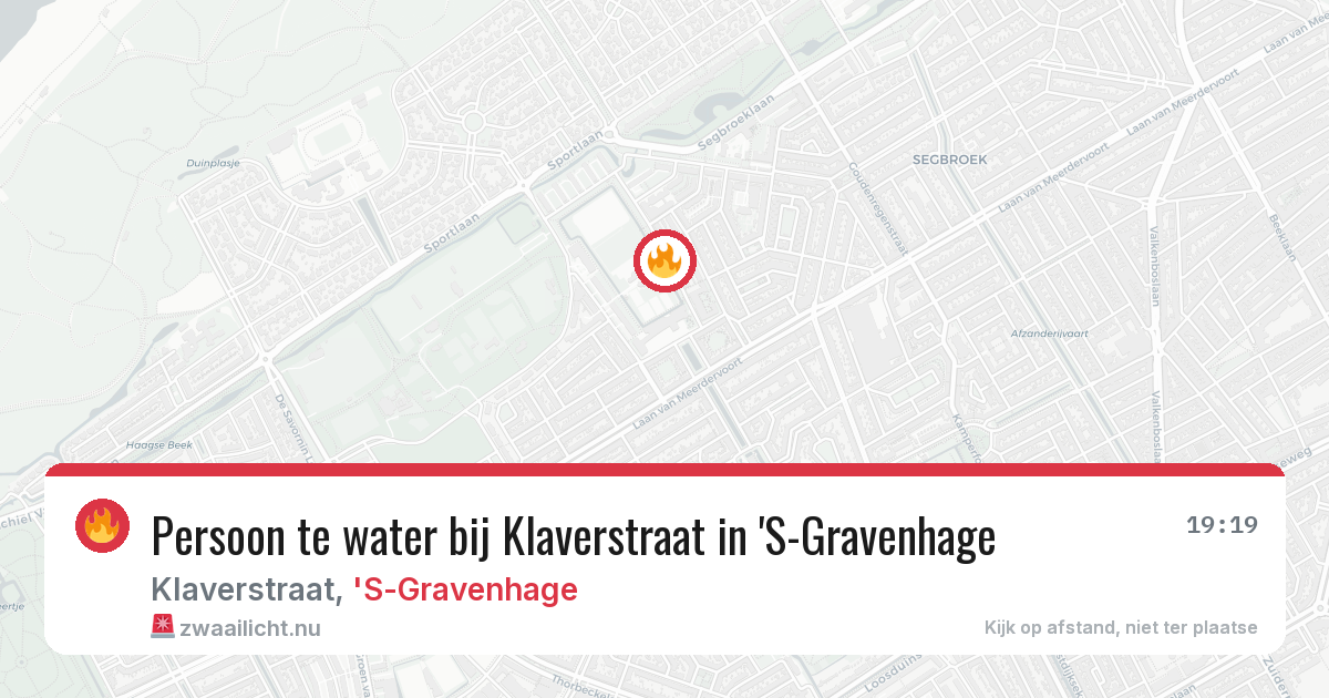 Persoon te water bij Klaverstraat in 'S-Gravenhage — 19 jul 2026