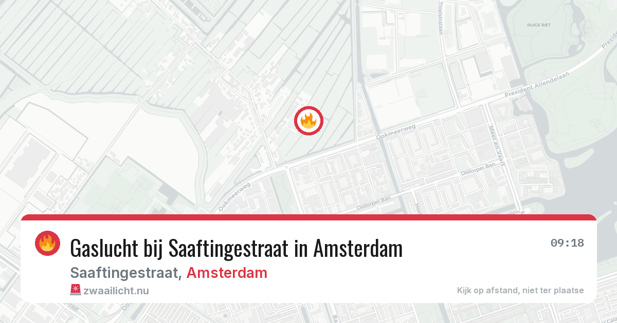 Gaslucht bij Saaftingestraat in Amsterdam — 18 mrt 2026