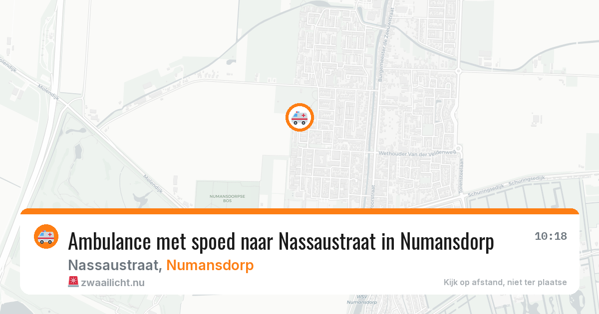 Ambulance met spoed naar Nassaustraat in Numansdorp — 6 jun 2026