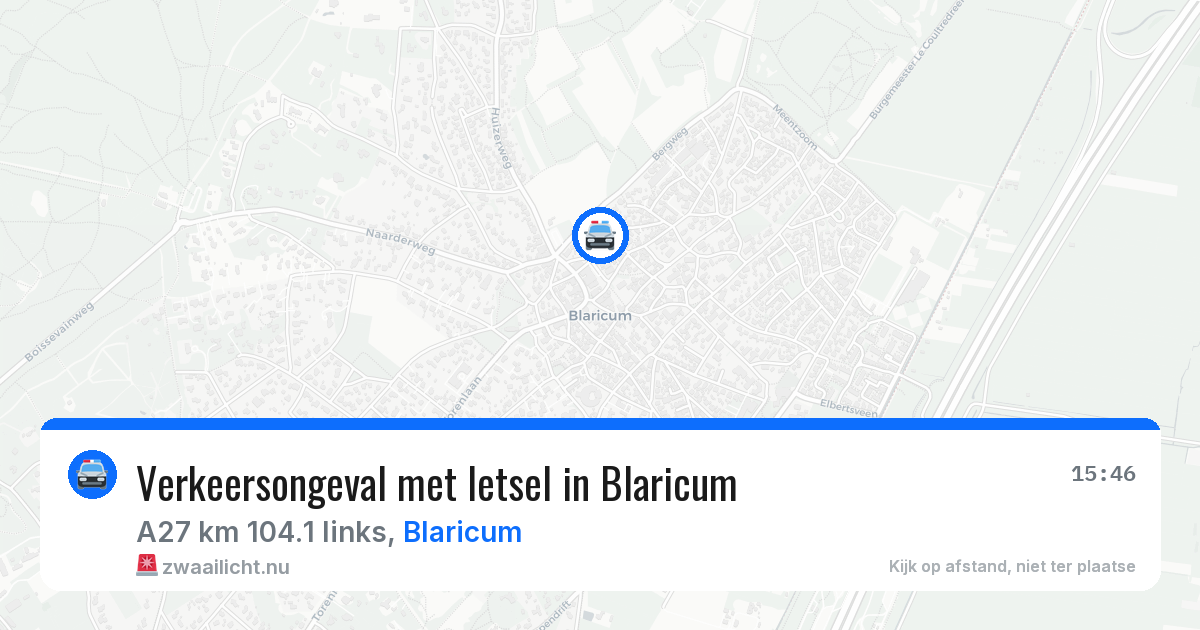 Verkeersongeval met letsel in Blaricum — 17 jul 2026