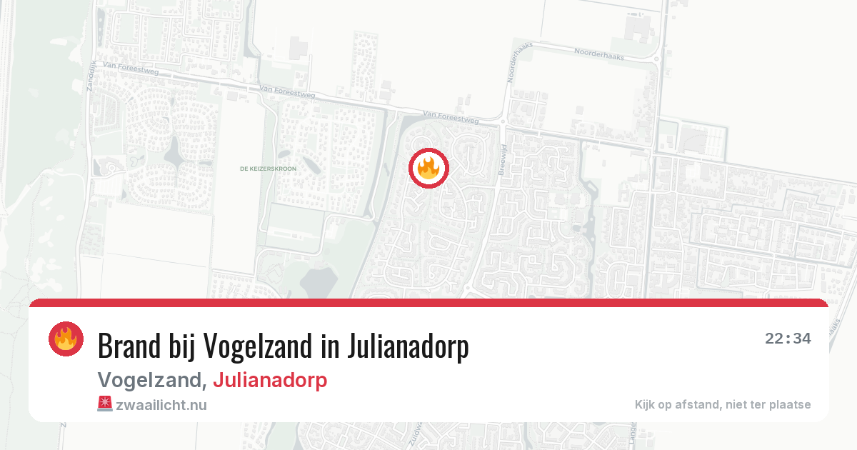 Brand bij Vogelzand in Julianadorp — 20 jul 2026
