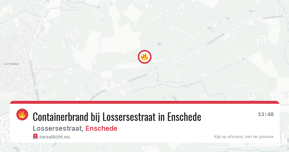 Containerbrand bij Lossersestraat in Enschede — 20 jul 2026