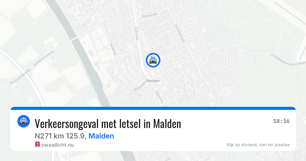 Verkeersongeval met letsel in Malden — 16 apr 2026