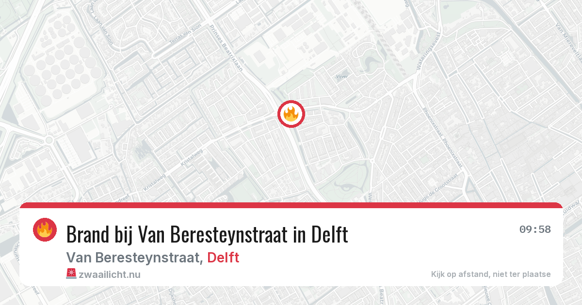 Brand bij Van Beresteynstraat in Delft — 6 jun 2026