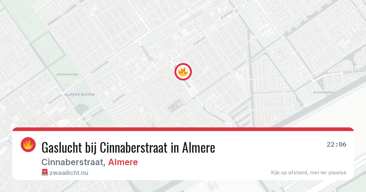 Gaslucht bij Cinnaberstraat in Almere — 12 jul 2026