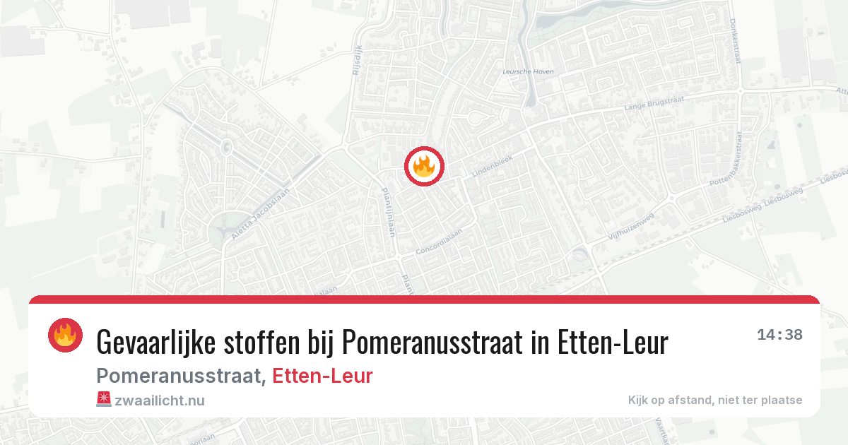 Gevaarlijke stoffen bij Pomeranusstraat in Etten-Leur — 5 mei 2026