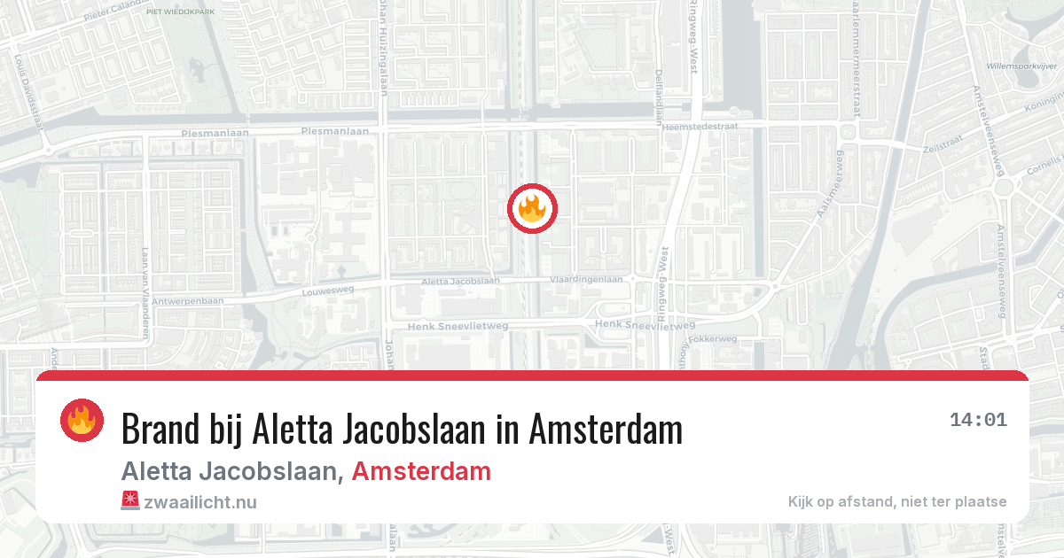 Brand bij Aletta Jacobslaan in Amsterdam — 28 mrt 2026