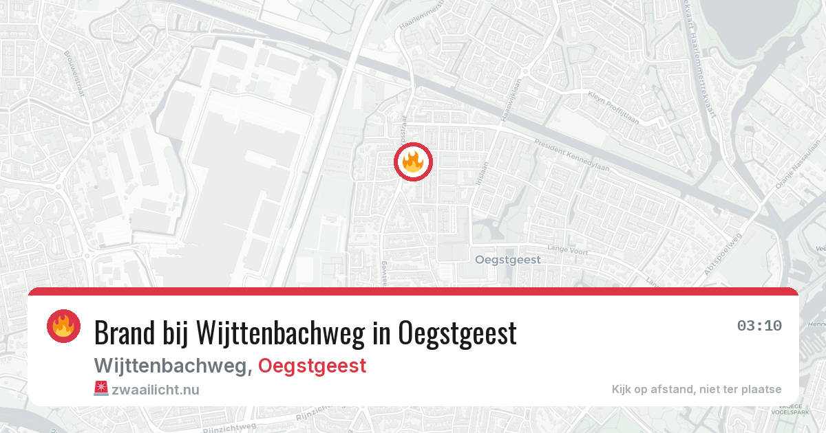 Brand bij Wijttenbachweg in Oegstgeest — 24 feb 2026