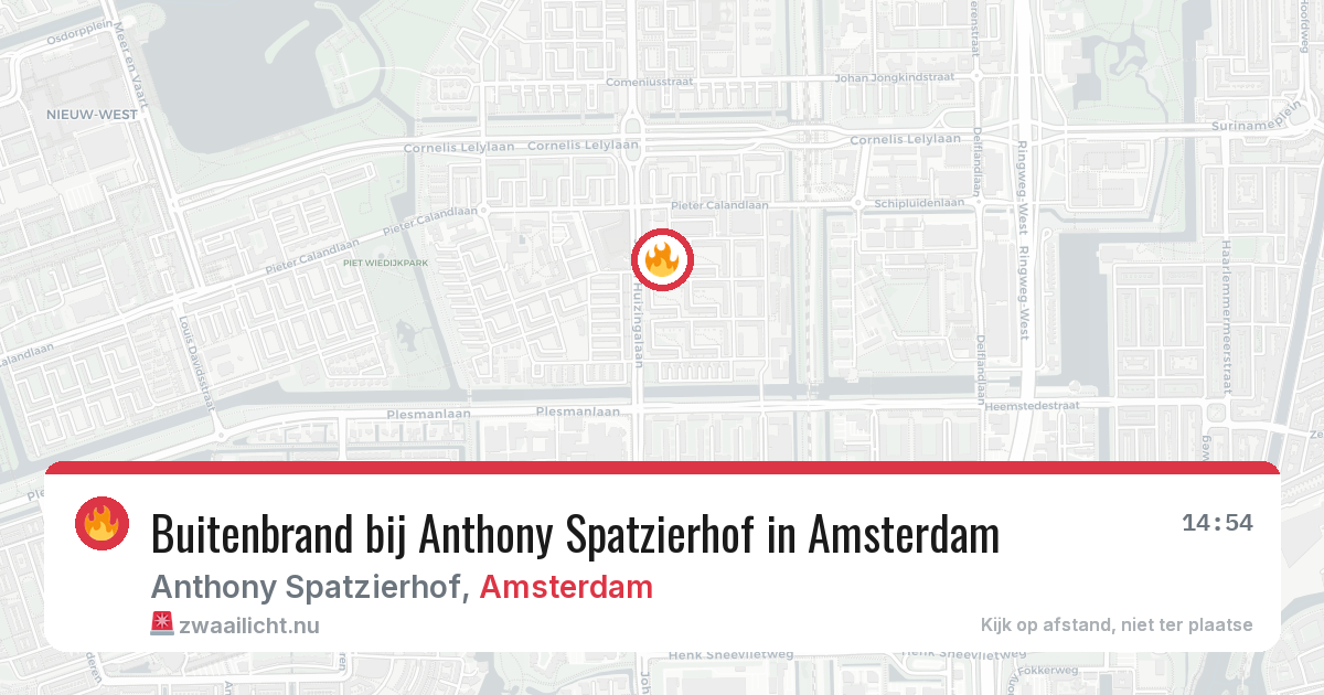 Buitenbrand bij Anthony Spatzierhof in Amsterdam — 23 mei 2026