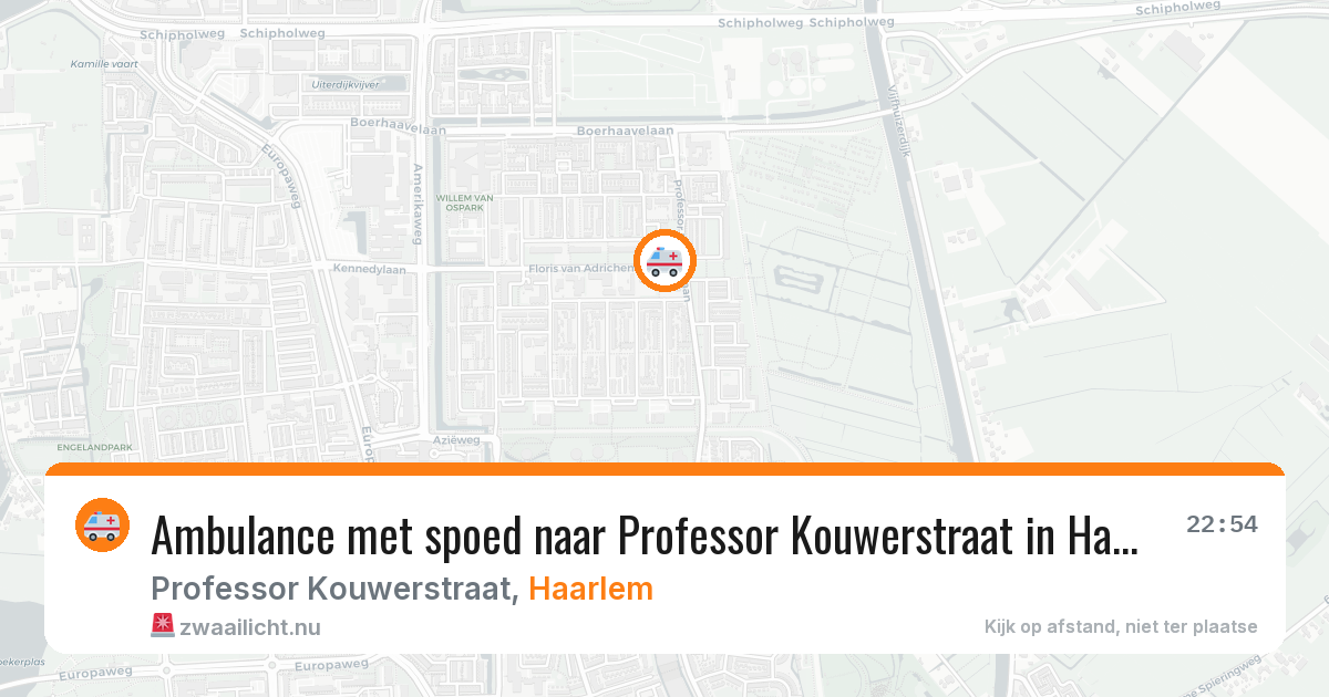 Ambulance met spoed naar Professor Kouwerstraat in Haarlem — 9 jul 2026