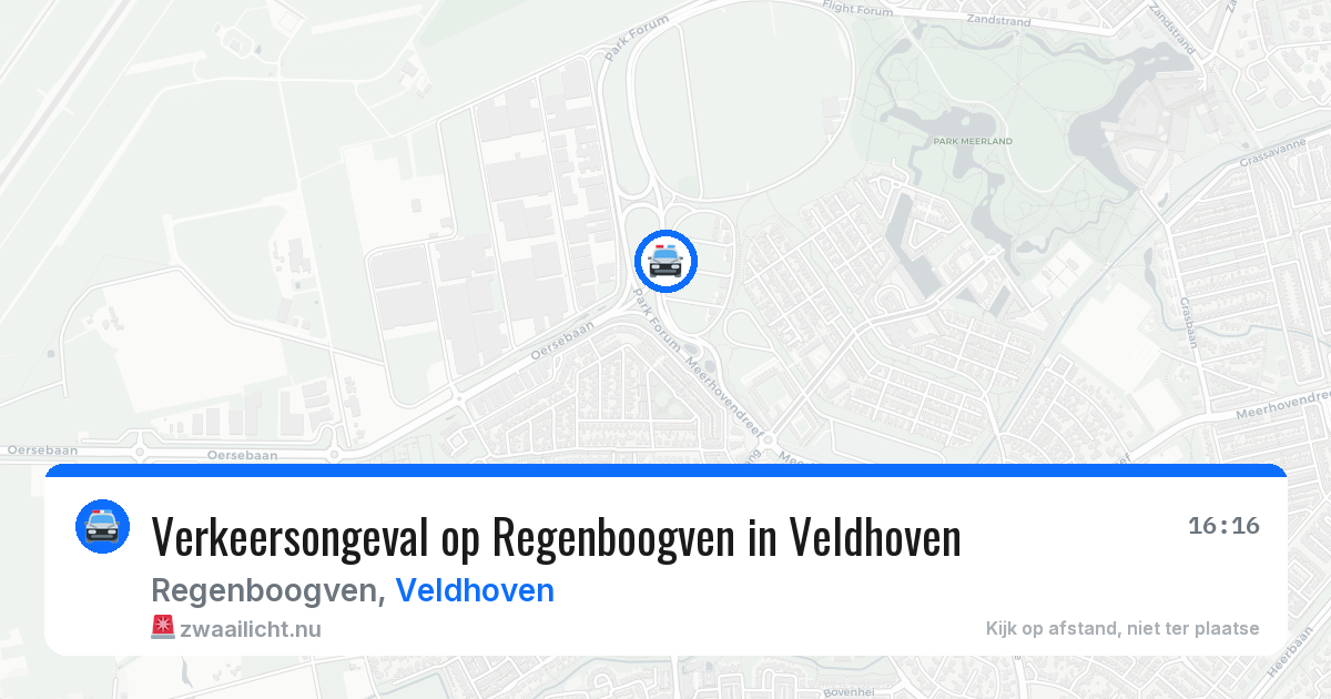 Verkeersongeval op Regenboogven in Veldhoven — 12 jul 2026