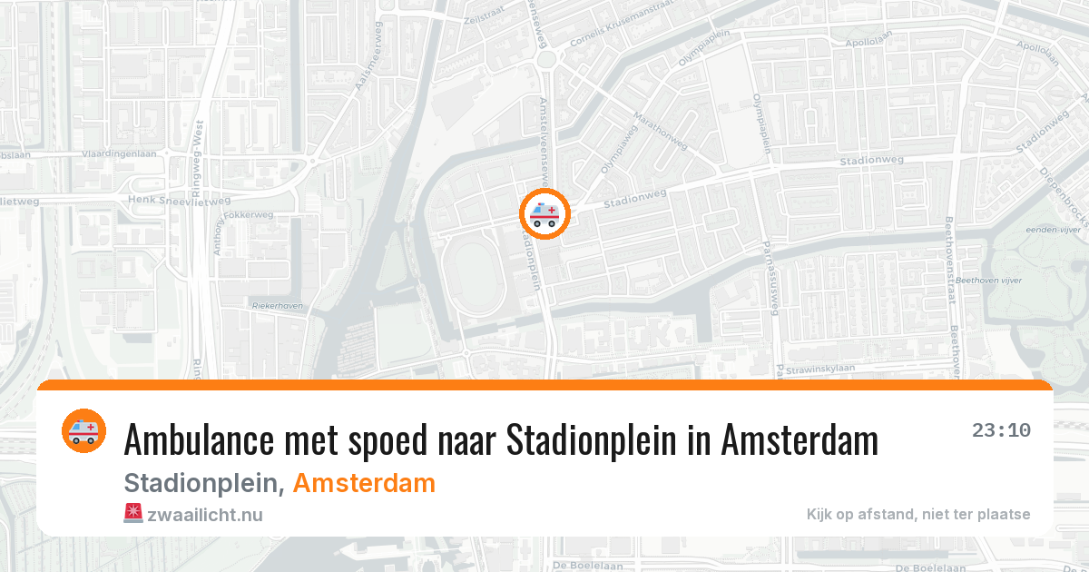 Ambulance met spoed naar Stadionplein in Amsterdam — 9 mei 2026