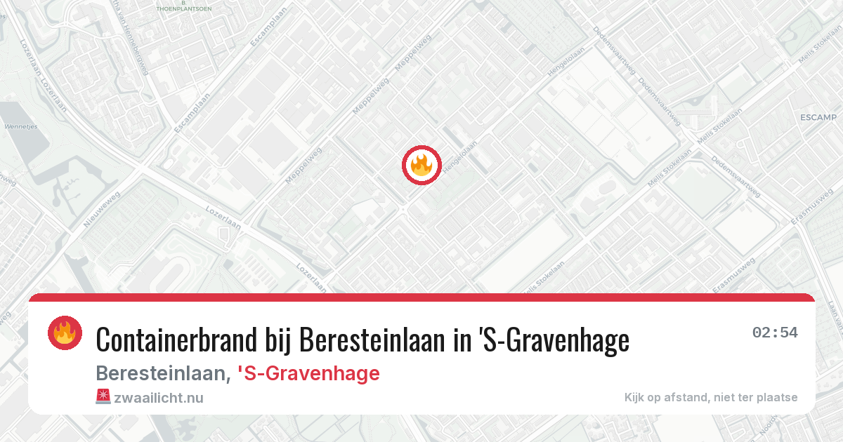 Containerbrand bij Beresteinlaan in 'S-Gravenhage — 20 mrt 2026