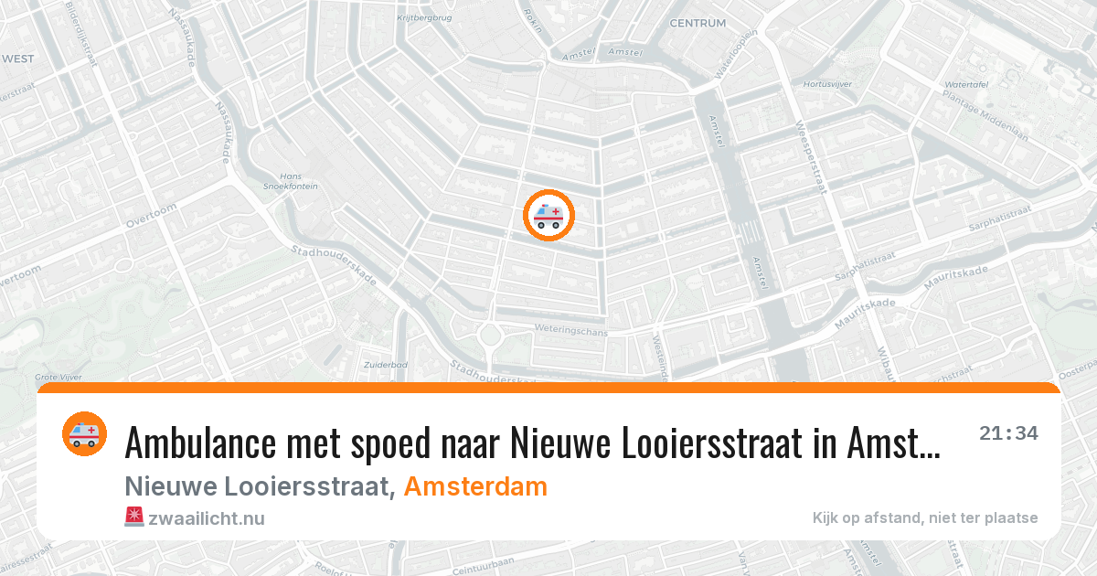 Ambulance met spoed naar Nieuwe Looiersstraat in Amsterdam — 9 mei 2026