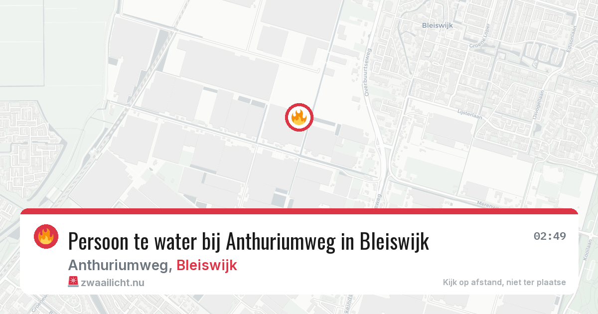 Persoon te water bij Anthuriumweg in Bleiswijk — 15 jul 2026