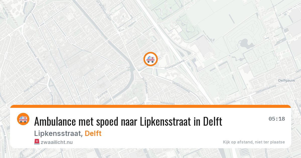 Ambulance met spoed naar Lipkensstraat in Delft — 18 mrt 2026