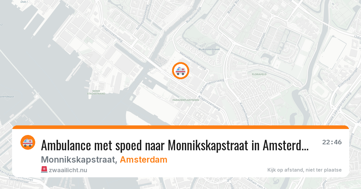 Ambulance met spoed naar Monnikskapstraat in Amsterdam — 20 mei 2026