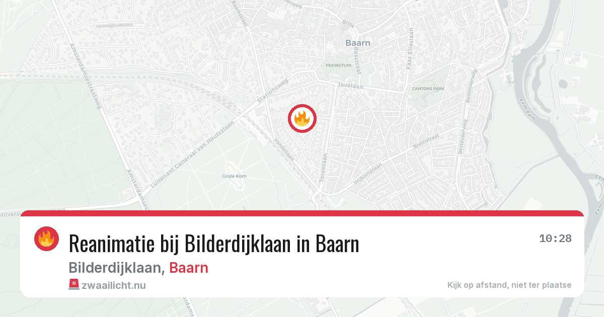 Reanimatie bij Bilderdijklaan in Baarn — 21 mrt 2026