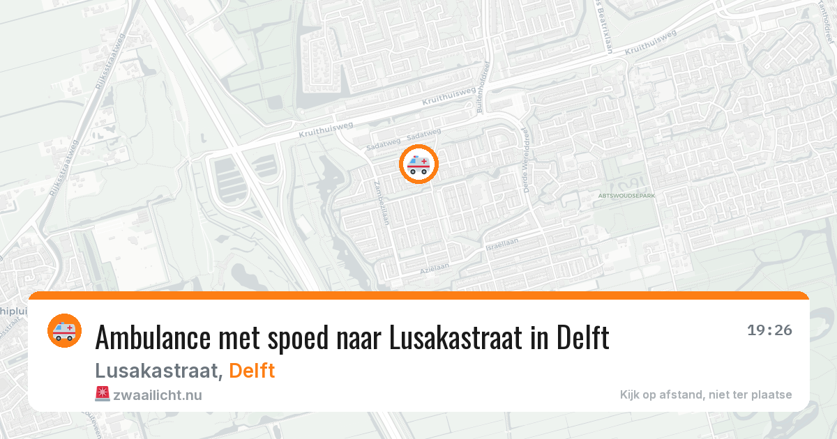 Ambulance met spoed naar Lusakastraat in Delft — 14 mrt 2026