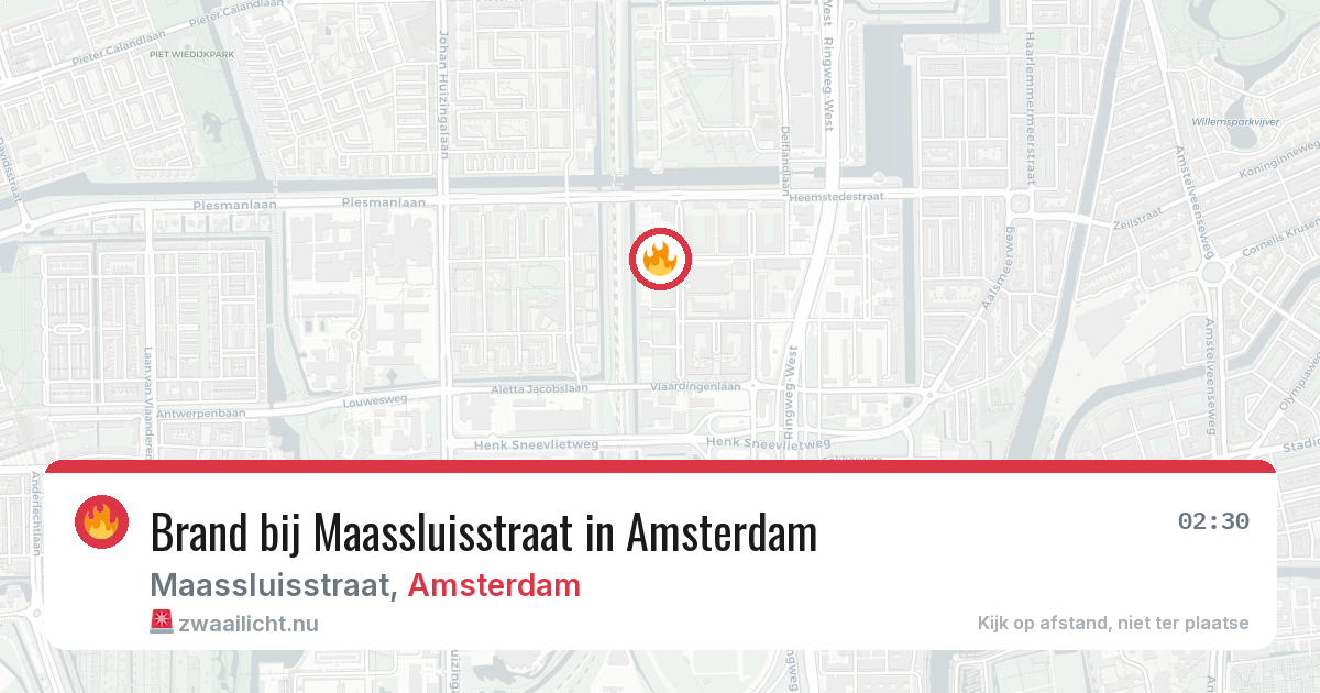 Brand bij Maassluisstraat in Amsterdam — 14 jul 2026