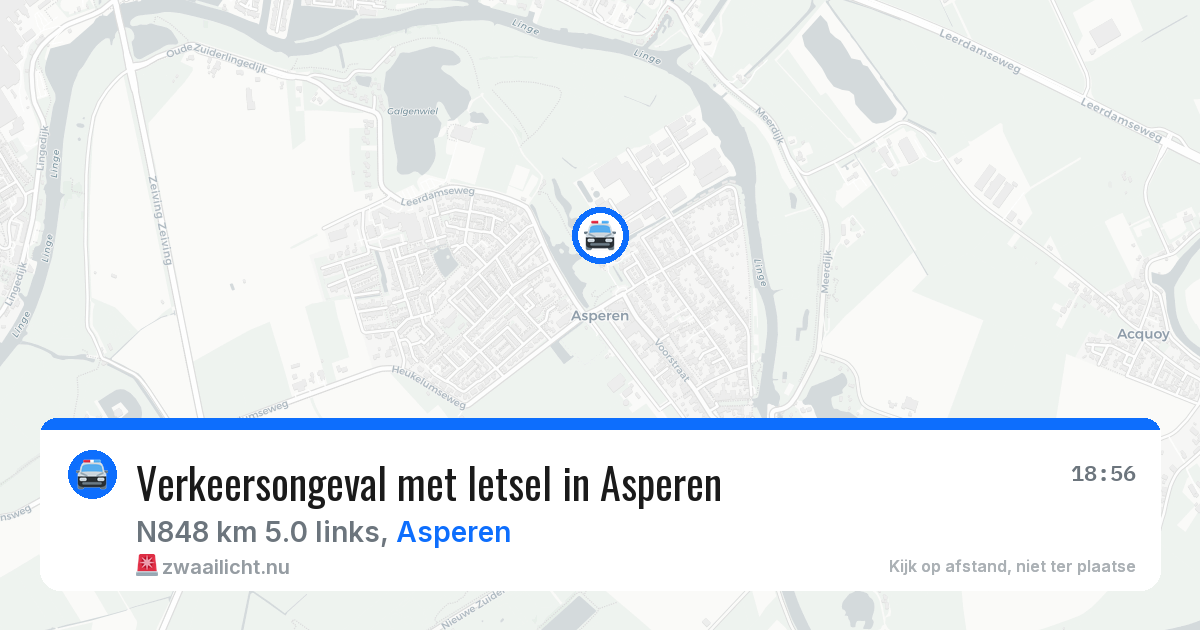 Verkeersongeval met letsel in Asperen — 17 jul 2026