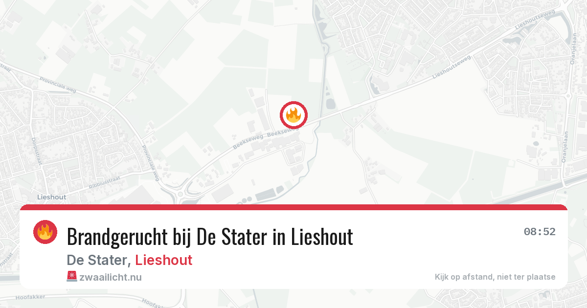 Brandgerucht bij De Stater in Lieshout — 25 mrt 2026