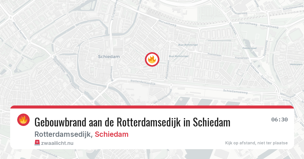 Gebouwbrand aan de Rotterdamsedijk in Schiedam — 25 apr 2026