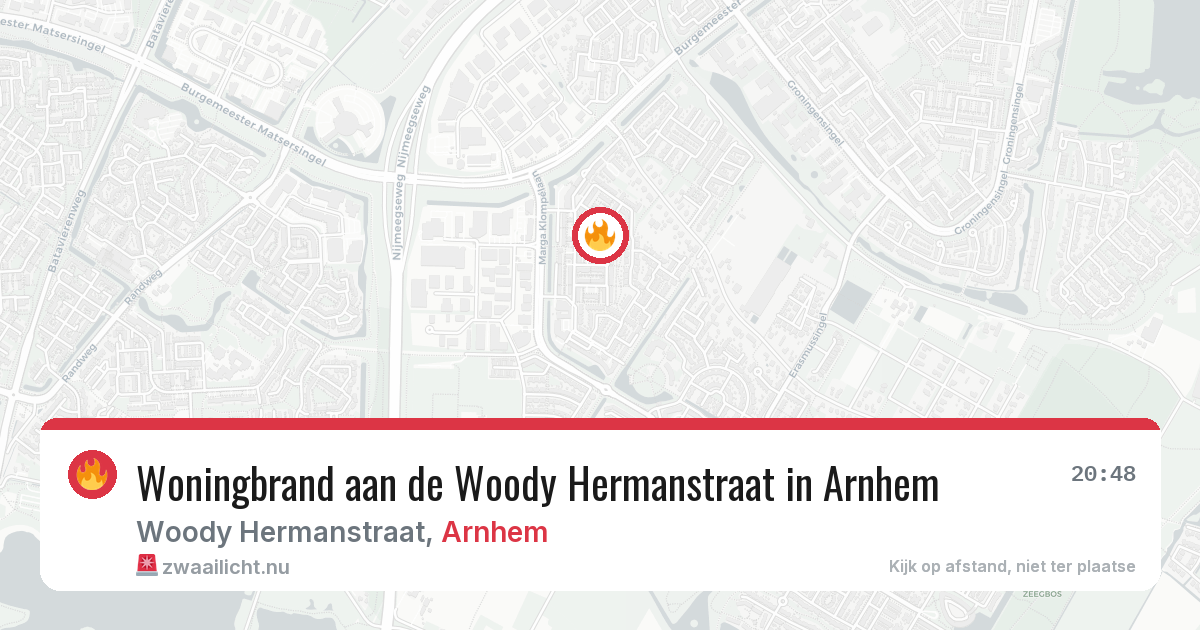 Woningbrand aan de Woody Hermanstraat in Arnhem — 11 mei 2026