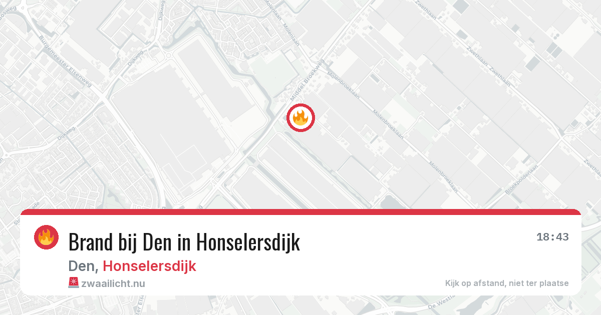 Brand bij Den in Honselersdijk — 4 mrt 2026